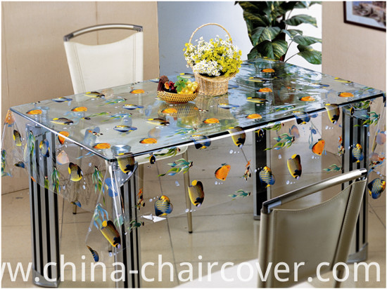 2016 Hot Sale high Quality PVC Printed Transparent Tablecloth